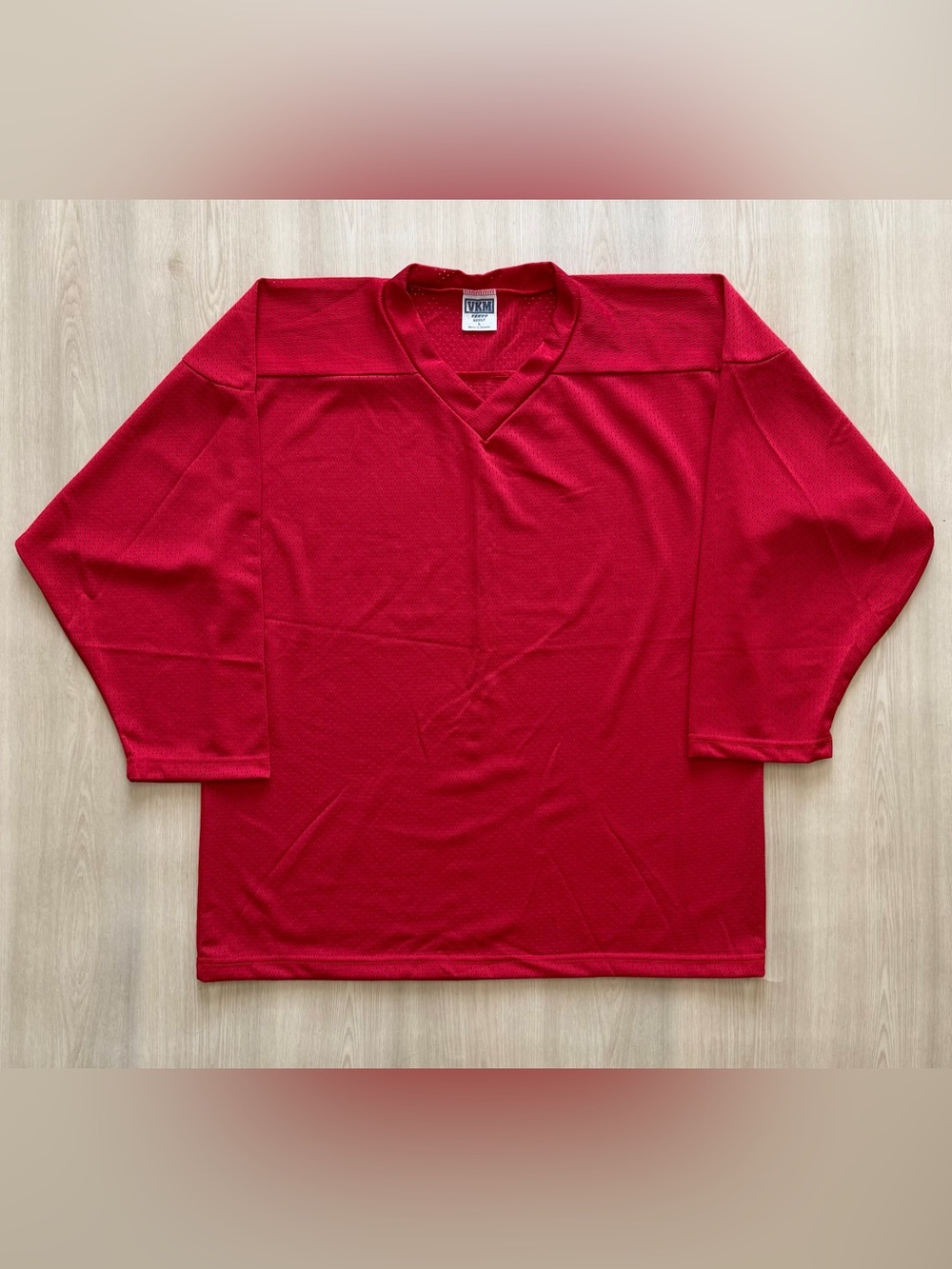 Vintage VKM Venue 90s Blank Hockey Jersey Red Mesh Sz L Made In Canada